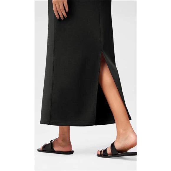 Soft Maxi Skirt, Casual Long Pencil Skirts Black - Picture 4 of 5